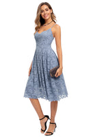 1 x RAW Customer Returns Atnlewhi Women s Vintage Sleeveless V-Neck A-Line Dress Floral Knee Length Lace Dress Bridesmaid Elegant Cocktail Dresses - Light Blue - S - RRP €45.37