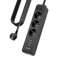 1 x RAW Customer Returns JSVER 5M Power Strip with 3 Power Outlets and 3 USB Ports Smart Charging Station Extension Sockets with 5m Cable-Black - RRP €19.15