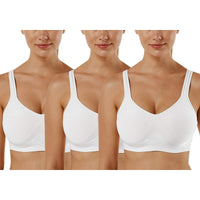 1 x RAW Customer Returns Vertvie Women s 1 2 3 Pack Sports Bra Solid Color Without Underwire Bustier Classic Comfortable Stretch Bra Medium Support Padded Feel-Good Bra White, XL  - RRP €39.31