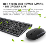 1 x RAW Customer Returns iClever GK03 2.4G Keyboard Mouse Set Wireless Aluminum Wireless Slim Keyboard QWERTZ Layout German for Computer Desktop PC Laptop Surface Windows 10 8 7 Vista XP 2.4GHz, USB  - RRP €39.31