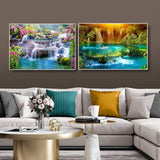 7 x Brand New Diamond Painting Diamond Pictures Adults 5d Landscape Full Set Daiments Diy Painting Rhinestone Dimontpainting Diamontpating Complete Beginner Art Embroidery 30x40 6pcs Colorful Waterfall Nature - RRP €155.26