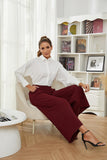 1 x RAW Customer Returns Alaster Queen Marlene Pants Women Palazzo Pants Summer Pants Women Loose Long Pants Wide Leg Wine Red XXL - RRP €37.3