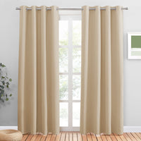 1 x RAW Customer Returns Pony Dance Thermal Curtain Cold Protection Living Room Curtains Eyelet Curtain Set of 2 H 210 x W 132 cm Thermal Insulating Curtain Opaque Biscotti Beige - RRP €34.81