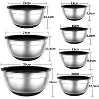 1 x RAW Customer Returns TEAMFAR mixing bowl set of 7, stainless steel bowl salad bowl set with airtight lid and silicone base, stackable dishwasher safe, 0.7L 1.2L 1.5L 2.5L 2.8L 3.5L 6.5L, black - RRP €37.8