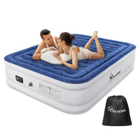 1 x RAW Customer Returns YITAHOME Inflatable Mattress with Built-in Electric Pump, Double Inflatable Mattress, Wave White Blue  - RRP €79.9