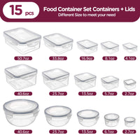 1 x RAW Customer Returns Jim s Store Food Storage Containers with Lids, 30 Piece Storage Box 15 Containers 15 Lids , Kitchen Leak-Proof Food Container Set for Microwaves and Freezers - RRP €25.22