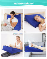 1 x RAW Customer Returns BLABOK Wedge Pillow for Bed, Reflux Pillow Anti Snoring, Orthopedic Backrest Reading Pillow, Inflatable Bed Wedge Mattress Wedge, Triangle Pillow for Comfortable Sleeping, Travel, Pain Relief Blue  - RRP €40.06