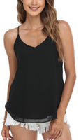 1 x RAW Customer Returns MISS MOLY Women s Chiffon Sleeveless Summer Casual Tank Top, Black, 46 - RRP €25.99