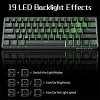 1 x RAW Customer Returns Dierya DK61se Gaming Keyboard, 60 Percent Mechanical Keyboard with Blue Clicky Switch, Ultra-Compact Mini 61 Keys Anti-Ghosting, Type-C Data Cable, US Layout for PC Windows Gamer Typist, Black - RRP €31.5