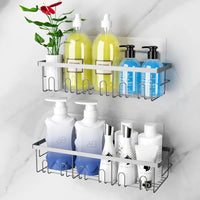 3 x Brand New Uniyumy Shower Shelf Without Drilling, 2 Pack SUS304 Stainless Steel Shower Shelf with 6 Hooks, Corner Shower Shelf for Bathroom Organizer-Silver - RRP €74.49