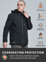 1 x RAW Customer Returns Men s heated jacket, waterproof, windproof, warm heated jackets with QC 3.0 14400 mah battery, 3 levels temperature heating jacket, outdoor soft shell jackets for fishing, riding, motorcycle - RRP €121.0