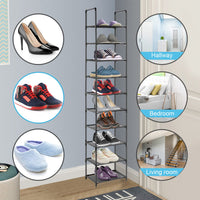 1 x RAW Customer Returns Voency Shoe Rack, 10 Tier Shoe Cabinet Plastic Shoe Racks Organizer for Closet Hallway Bedroom Entryway, Holds up to 10 Pairs of Shoes, Iron Standing Shelf, Space Saving Shoe Rack - RRP €20.16