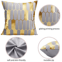 4 x Brand New Idocolors Sofa Cushion Covers Decorative Pillow Covers with Gold Print Soft and Elegant 2 Pieces 45x45 cm Grey, for Living Room Bedroom - RRP €91.2