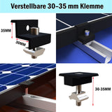 1 x RAW Customer Returns Solar module bracket flat roof, aluminum photovoltaic mounting rail 12 cm, adjustable black clamp for 30-35 mm thick modules, solar panel bracket mounting set 2 modules suitable for flat roof trapezoidal roof - RRP €22.99