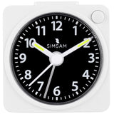 25 x Brand New SIMSAM analog alarm clock, alarm clock with light, alarm clock without ticking, travel alarm clock analog without ticking, alarm clock analog without ticking, alarm clock battery operated silent, 5.5x5.5cm white - RRP €277.0