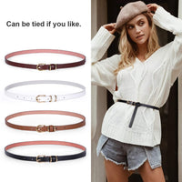 1 x Brand New JasGood 4 Pack Women s Narrow Leather Belt PU, Extra Thin Hip Belt, Belt Multi-Color Optional Stylish Waist Belt for Jeans Dress - RRP €19.2