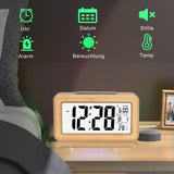 2 x RAW Customer Returns Omiurar Alarm Clock, Easy Setting Bamboo Digital Alarm Clock with Temperature, Date, Backlight, Snooze, for Bedroom, Bed, Home, Office, No Ticking - RRP €33.86