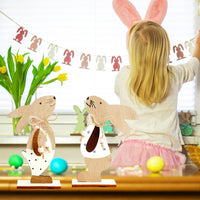 1 x Brand New YIMOJOY 32CM Large Easter Decoration Wooden Rabbits Pack of 2 Easter Decoration Stand Easter Bunny Wooden Table Decoration Spring Easter Decoration Easter Gift - RRP €30.0