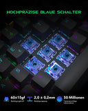 1 x RAW Customer Returns Black Shark Mechanical Gaming Keyboard RGB Lighting, QWERTZ German Layout, Blue Switches, Anti-Ghosting 105 Keys, Metal Plate, Fully Programmable Gaming Keyboard, for PC Gamers - RRP €60.49