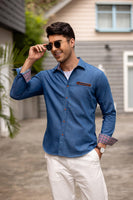 1 x RAW Customer Returns COOFANDY Shirt Men Long Sleeve Jeans Shirt Denim Shirt Rockabilly Regular Fit Casual Shirt Long Sleeve Shirt Cowboy Style Shirt Men Shirts B-SkyBlue L - RRP €39.99