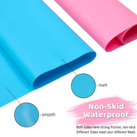 1 x RAW Customer Returns Pack of 2 silicone mats 50 x 40 cm, SOSMAR silicone mat, painting and craft mat, large for children, painting, epoxy resin crafts, play dough accessories and kitchen worktop, non-slip and washable blue pink  - RRP €13.1