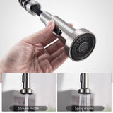 1 x RAW Customer Returns BONADE Low-pressure kitchen tap, extendable, spiral spring tap with shower, 360 rotatable tap for kitchen, low-pressure tap with 3 connections for boiler, sink tap made of brushed stainless steel - RRP €60.49