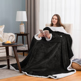 1 x RAW Customer Returns HBselect Cuddly blanket with sleeves sofa cotton High-quality wool blanket with sleeves suitable for adults women men warm comfortable super soft - RRP €49.99