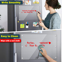 1 x RAW Customer Returns LVNRIDS Acrylic Fridge Magnetic Calendar, 16.5 x 12 Inch Transparent Acrylic Refrigerator Magnetic Boards, Comes with 8 Pieces of Accessories Memo  - RRP €25.04