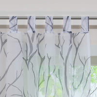 1 x RAW Customer Returns HongYa 1 piece loop curtain, transparent curtain, voile curtain with loops, branches pattern, H W 225 140 cm, white, grey - RRP €28.22