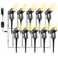 1 x RAW Customer Returns S Vater Garden Lighting LED Outdoor, 32m Set of 10 3000LM 10 2W Garden Spotlight 27V COB IP65 Waterproof Spotlight Warm White with Ground Spike for Outdoor Garden Yard - RRP €95.99