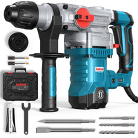 1 x RAW Customer Returns ENEACRO Rotary Hammer, 1500W 6J Demolition Hammer, SDS Plus Chuck, 4 Functions, 6 Variable Speeds 0-920 rpm, Vibration Damping System and Safety Clutch Blue - RRP €115.96