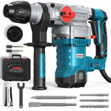 1 x RAW Customer Returns ENEACRO Rotary Hammer, 1500W 6J Demolition Hammer, SDS Plus Chuck, 4 Functions, 6 Variable Speeds 0-920 rpm, Vibration Damping System and Safety Clutch Blue - RRP €115.96