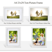 10 x Brand New Nacial A4 Frame 21x29.7cm, Set of 2 Designer PVC Wall Photo Frames, White A4 Photo Frames with Acrylic Glass for Wall Decoration - RRP €171.4