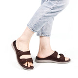 1 x Brand New Hsyooes Mules Women s Sandals Slippers Adjustable Strap Bath Slippers Non-Slip Beach Sandals Summer Open Slide Sandals Flat A-Brown CN39 EU38 - RRP €34.34