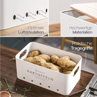 1 x RAW Customer Returns Homety potato storage box set of 3 - decorative kitchen - the ideal way for onion storage, potato storage and garlic storage white  - RRP €59.97