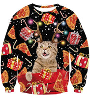 1 x RAW Customer Returns IDGREATIM Men Novelty 3D Cat Graphic Christmas Sweatshirts Pullover Knitted Sweater Long Sleeve Sweater Black S - RRP €30.13