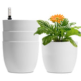 1 x RAW Customer Returns T4U 15cm Self-Watering Flower Pot with Water Indicator White Flower Pot Set of 4, Self-Watering Water Storage Planter for Indoor and Outdoor Use - RRP €24.99