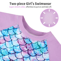 1 x RAW Customer Returns Yikayin Swimsuit Girls, UV Swimwear Swimsuit Children, 2-Piece Tankini Bathing Set for Beach Pool Water Park - Purple A 7-8 Years - RRP €19.15