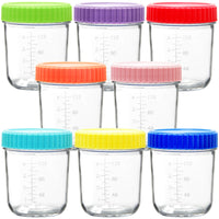 1 x RAW Customer Returns Youngever Set of 8 Glass Baby Food Containers 180ML Rainbow  - RRP €22.99