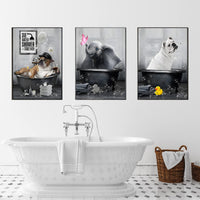 1 x Brand New UGZDEA Animal in the Bathtub Canvas Pictures, Black White Bear Elephant Cow Alpaca Bathroom Poster Home Decor-without Frame No Framed-5, 4x40x60cm  - RRP €29.99