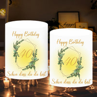 4 x Brand New 12 pieces of lantern table decoration 40th birthday with Sch n Das Du Da Bist and eucalyptus, decoration 40th birthday women men, 40 years Happy Birthday table decoration, 40th birthday decoration for tea lights and candles - RRP €28.16