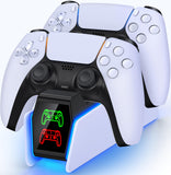 1 x RAW Customer Returns PS5 Controller Charging Station Accessories, Dual PS5 Charging Station Controller with RGB Light, PS5 Controller Charging Station with 2 Hours Fast Charging, Playstation 5 Charging Station for PS5  Edge Controller - RRP €19.99