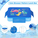 1 x RAW Customer Returns SWOMTEE lunch box for children with compartments, 1330 ml lunch box with dinosaur pattern, 100 BPA free, leak-proof for lunch box and snack box blue  - RRP €13.09