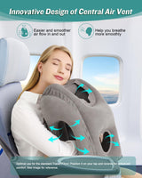 1 x RAW Customer Returns JefDiee Inflatable Neck Pillow Airplane Travel, Portable Travel Pillow, Neck Support Pillow Comfortably Supports Head and Chin, Pillow for Trains, Cars, Office, Home, with 3D Eye Mask, Earplugs Gray  - RRP €27.99