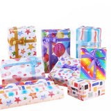 1 x RAW Customer Returns Dantolo Birthday Gift Wrap, 7 Pieces Wrapping Paper and 2 Rolls of Ribbon, Birthday Gift Wrap Set, Christmas Gift Wrap 70X50cm  - RRP €22.8