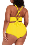 1 x RAW Customer Returns Viottiset Women s Two-Piece Bikini Set Plus Size High Waisted Tummy Control Beach Swimsuit 02 Yellow XL - RRP €45.99