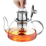 1 x RAW Customer Returns Glass teapot, teapot with strainer insert 1300ML made of borosilicate glass glass jug and glass lid - dishwasher safe - RRP €26.99