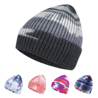 1 x Brand New Knitted Hat for Men and Women Tie-Dye Hat Warm Hat Multicolor Creative Outdoor Hat Soft and Durable Hat Fashion Accessories for Autumn and Winter Black  - RRP €24.0