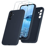 8 x Brand New YENAPOON for Samsung Galaxy A34 5G Cover with 2 Tempered Glass Protective Film, Soft Shockproof Case in Liquid Silicone Midnight Blue - RRP €94.4