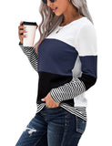 1 x RAW Customer Returns TOMEEK Women s Long Sleeve Shirt Crew Neck Color Block Striped Tops Tunic Blouses Pullover Elegant Casual Sweatshirt Sweater, Grey, Size XXL - RRP €19.67